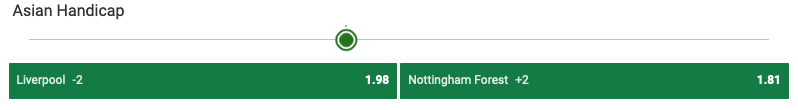 Unibet Liverpool v Nottingham Forest -2 Asian Handicap Screenshot